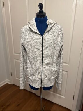 90 Degree By Reflex Light Gray and Black Marled Zip-Up Hoodie